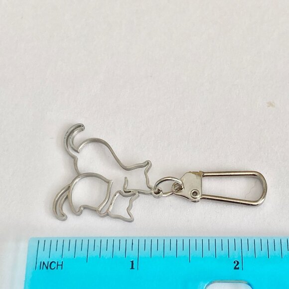 Silver Cat Clip Zipper Pull Purse Bag Charm Stainless Steel Two Cats Cat Lady - Picture 8 of 8